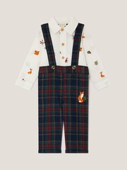 Monsoon Blue Newborn Woodland Shirt & Dungarees Set - Image 1 of 3