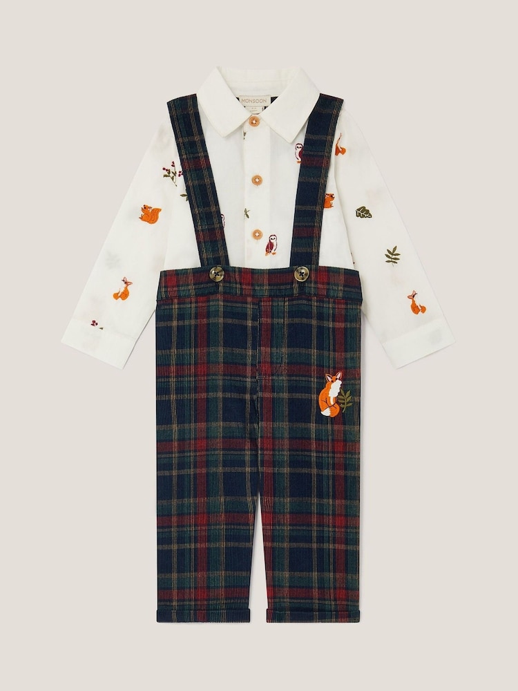 Monsoon Blue Newborn Woodland Shirt & Dungarees Set - Image 1 of 3 Monsoon Blue Newborn Woodland Shirt & Dungarees Set - Image 1 of 3