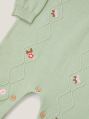 Monsoon Green Newborn Embroidered Cable Knit Romper - Image 3 of 3