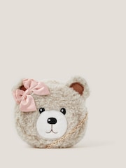 Monsoon Cream Fluffy Teddy Bear Bag - Image 1 of 3