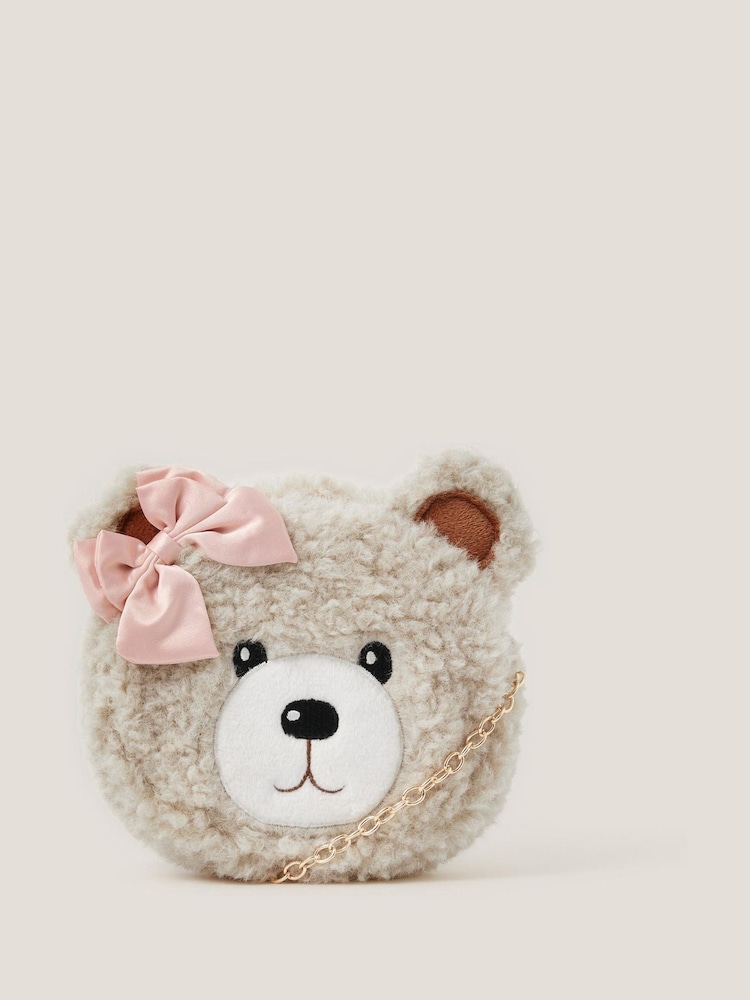 Monsoon Cream Fluffy Teddy Bear Bag - Image 1 of 3