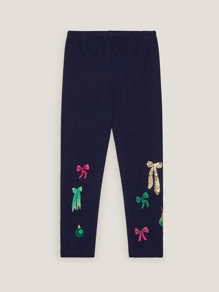 Monsoon Blue Christmas Sequin Leggings - Image 2 of 3