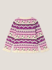 Monsoon Pink Floral Fair Isle Cardigan - Image 2 of 3