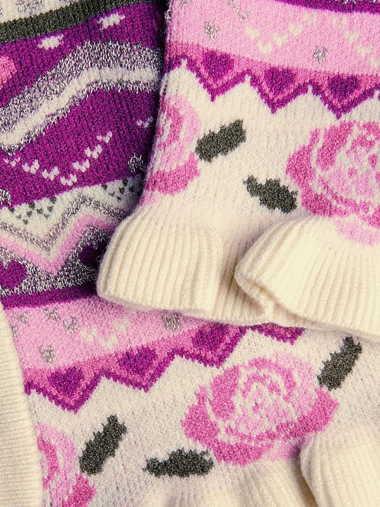 Monsoon Pink Floral Fair Isle Cardigan - Image 3 of 3