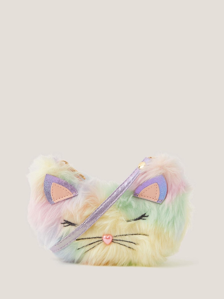 Monsoon Yellow Fluffy Rainbow Cat Bag - Image 1 of 3