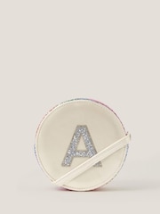 Monsoon White Round Glittery Initial E Bag - Image 1 of 3