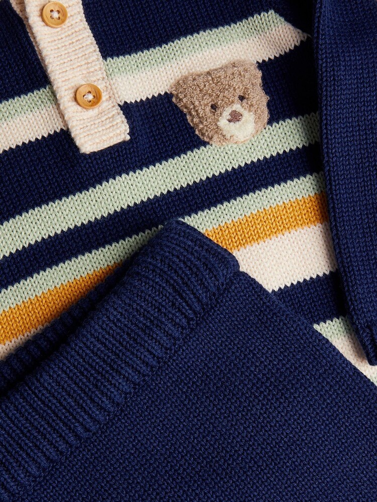 Monsoon Blue Newborn Benny Bear Stripe Knit Set - Image 2 of 2 Monsoon Blue Newborn Benny Bear Stripe Knit Set - Image 2 of 2