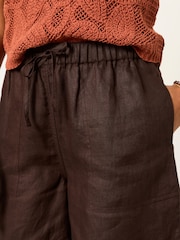 FatFace Amberly Chocolate Brown Linen Shorts - Image 5 of 6