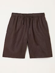 FatFace Amberly Chocolate Brown Linen Shorts - Image 6 of 6