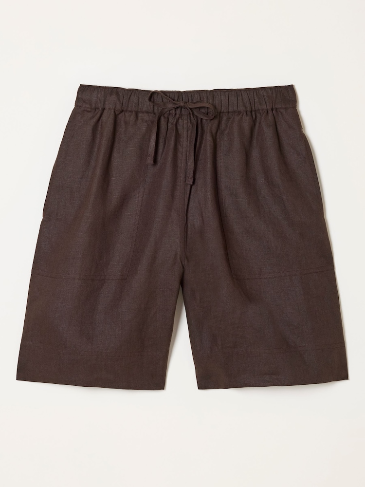 FatFace Amberly Chocolate Brown Linen Shorts - Image 6 of 6