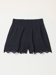 FatFace Mae Black Black Broderie Shorts - Image 6 of 6