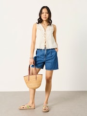 FatFace Mia Mid Wash Denim Shorts - Image 5 of 6
