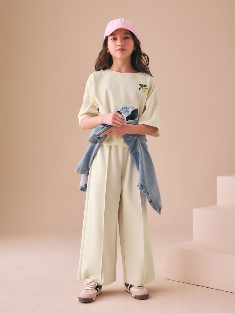 Cream Fruit Graphic T-Shirt and Wide Leg Trousers Set (3-16yrs) - Image 2 of 9