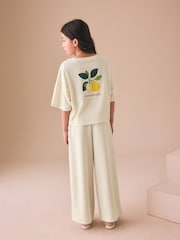Cream Fruit Graphic T-Shirt and Wide Leg Trousers Set (3-16yrs) - Image 3 of 9