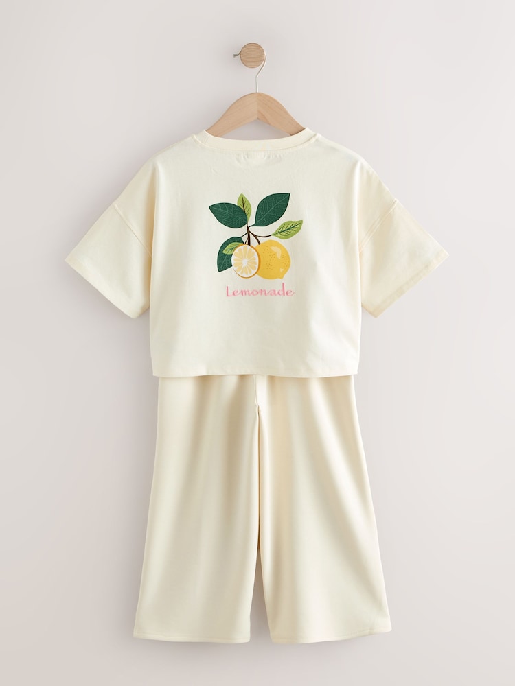 Cream Fruit Graphic T-Shirt and Wide Leg Trousers Set (3-16yrs) - Image 9 of 9