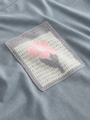 Grey/Pink Flower Detail - Комплект футболки та фактурних шортів (3-16років) - Image 5 of 5