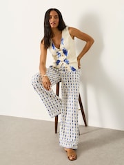 FatFace Melissa Ivory shell Palazzo Trousers - Image 4 of 6