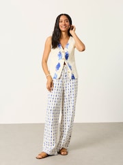 FatFace Melissa Ivory shell Palazzo Trousers - Image 5 of 6