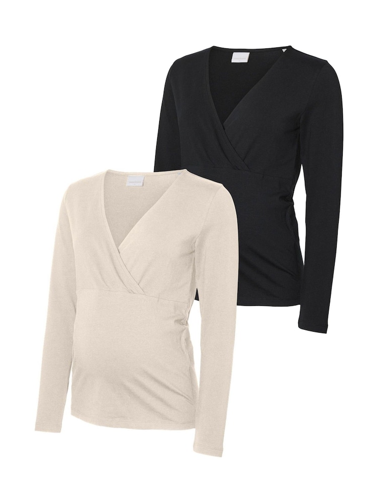 Mamalicious Cream 2 Pack Jersey Nursing Tops - Image 1 of 2 Mamalicious Cream 2 Pack Jersey Nursing Tops - Image 1 of 2