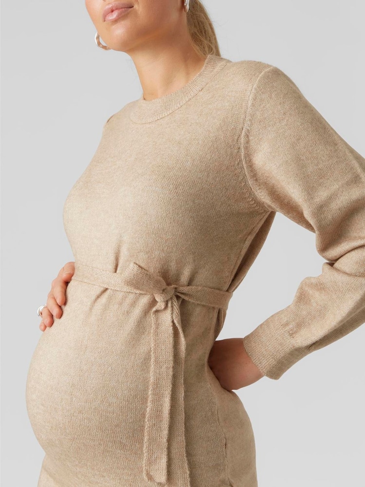 Mamalicious Brown Knitted Belt Dress - Image 3 of 3 Mamalicious Brown Knitted Belt Dress - Image 3 of 3