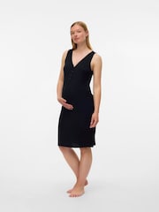 Mamalicious Black Popper Front Rib Jersey Nightie - Image 1 of 5