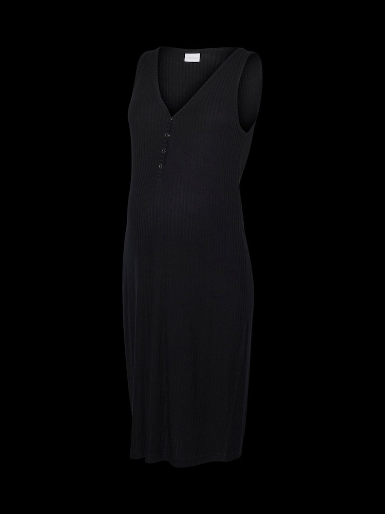 Mamalicious Black Popper Front Rib Jersey Nightie - Image 5 of 5 Mamalicious Black Popper Front Rib Jersey Nightie - Image 5 of 5