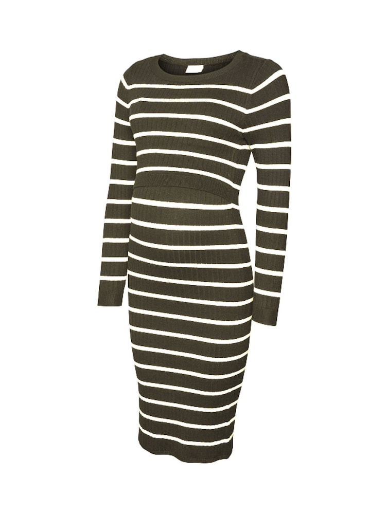 Mamalicious Green Nursing Ribbed Knit Dress - Image 1 of 1