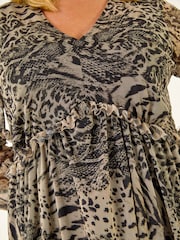 Roman Animal Curve Animal Print Frill Midi Dress - Image 5 of 5