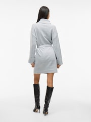 VILA Grey Long Sleeve Tie Belt Knit Dress - Image 2 of 6