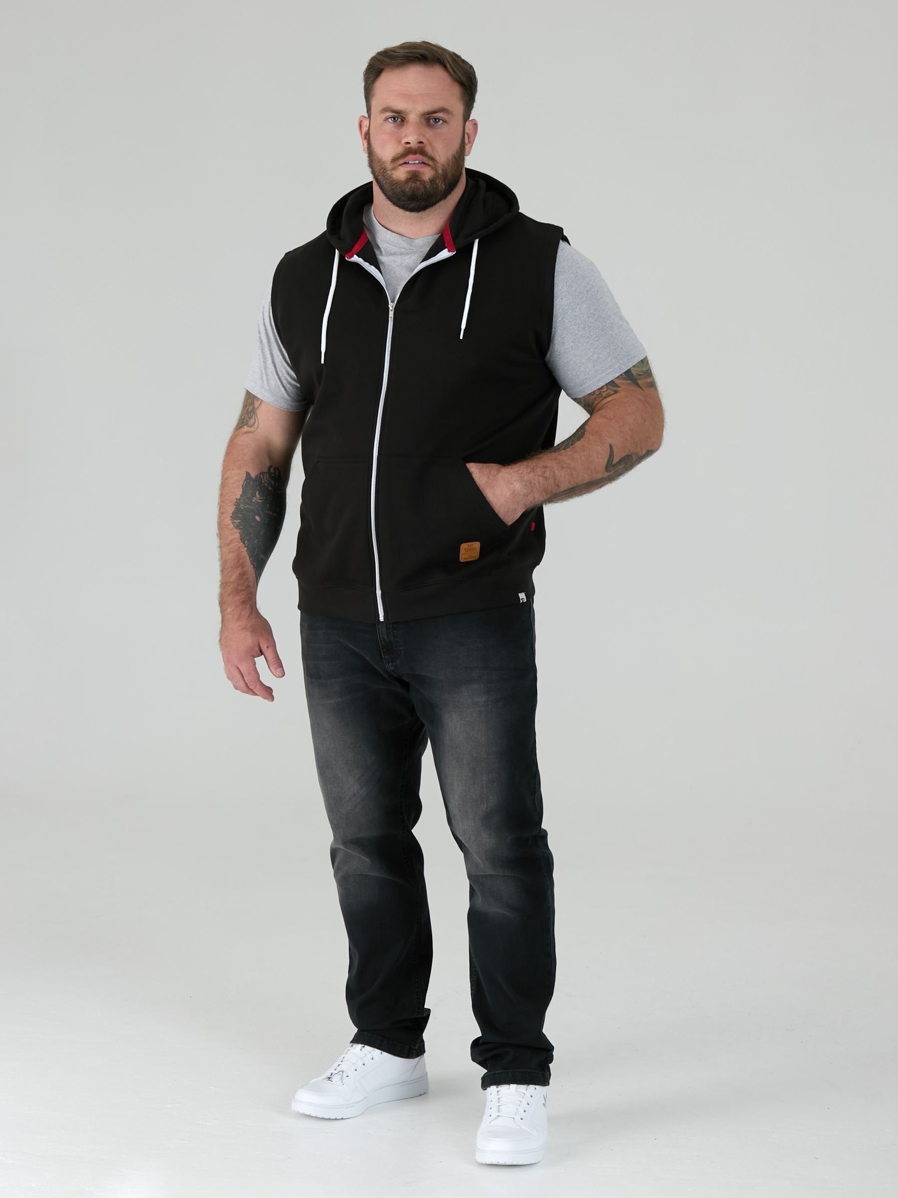 Buy D555 Black BLAKE Sleeveless Fleece Hoodie from the Next UK