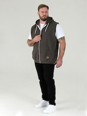 D555 Grey BLAKE Sleeveless Fleece Hoodie - Image 3 of 9