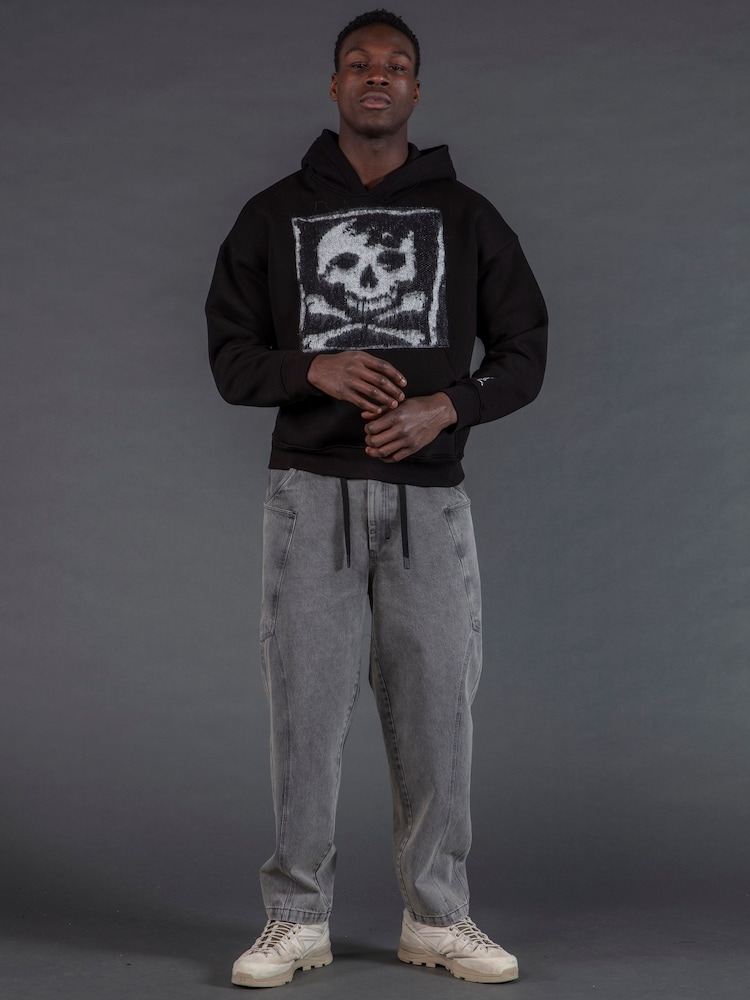 Religion Black Antarsia Skull Hoodie - Image 1 of 6