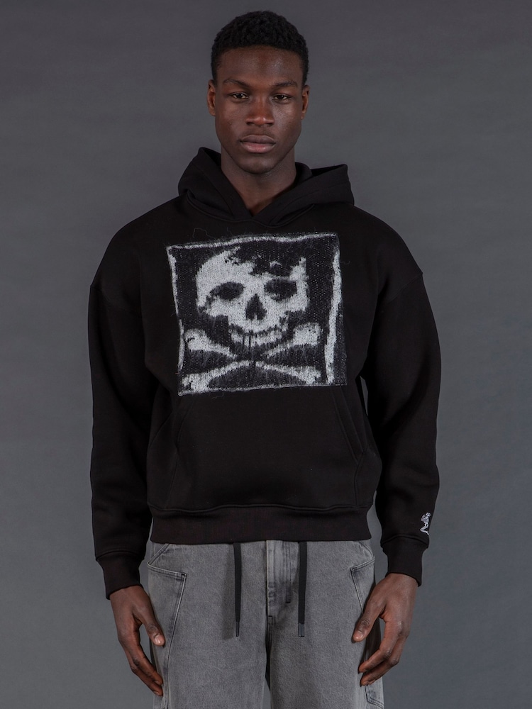 Religion Black Antarsia Skull Hoodie - Image 2 of 6