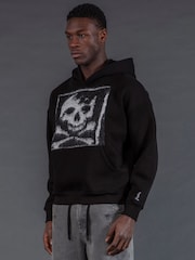 Religion Black Antarsia Skull Hoodie - Image 4 of 6