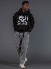 Religion Black Antarsia Skull Hoodie - Image 5 of 6