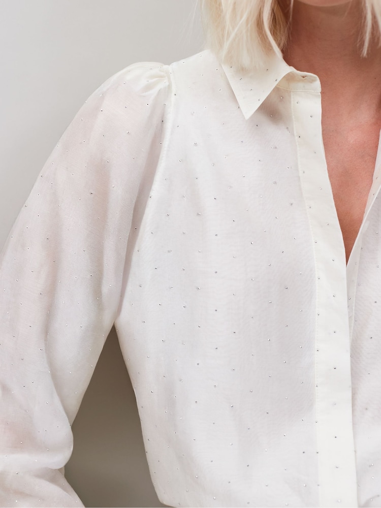 Ro&Zo White Mini Diamante Shirt - Image 2 of 3