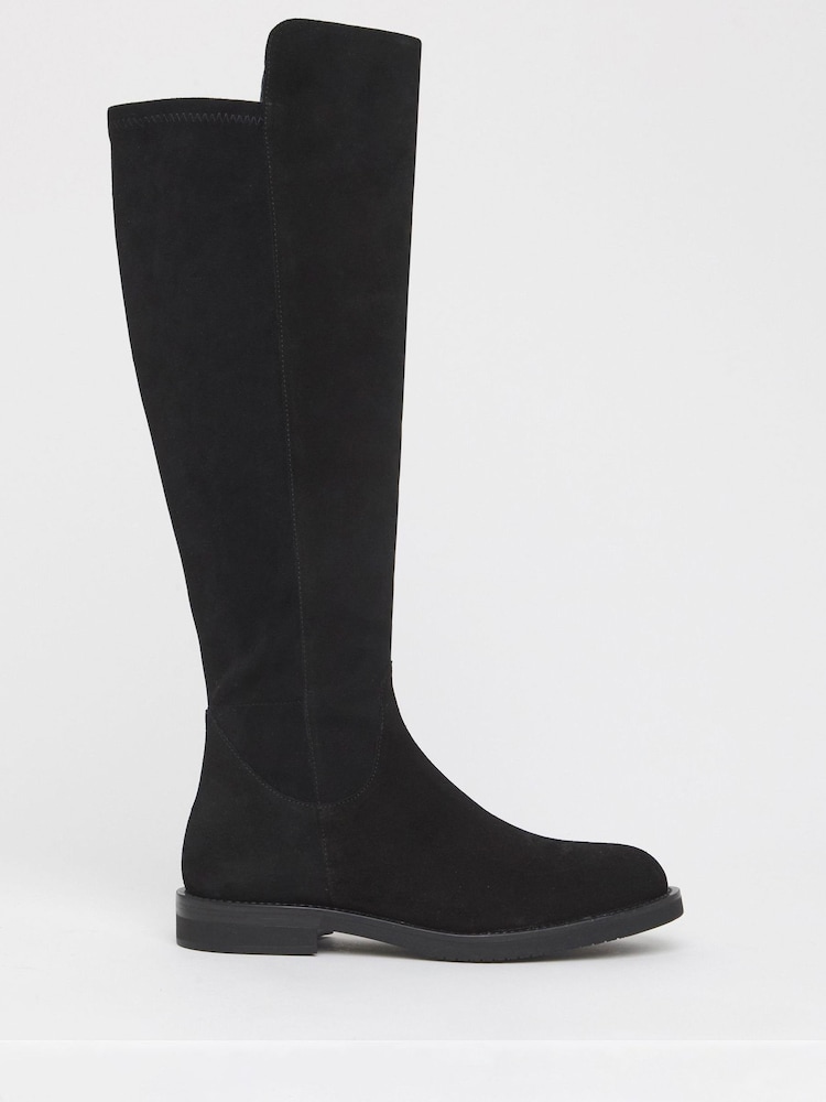 JD Williams Black Extra Wide Fit Real Suede Riding Boots - Image 1 of 3 JD Williams Black Extra Wide Fit Real Suede Riding Boots - Image 1 of 3