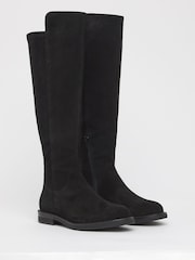 JD Williams Black Extra Wide Fit Real Suede Riding Boots - Image 2 of 3