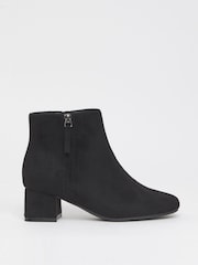JD Williams Black Wide Fit Low Block Heel Boots With Zip Detail - Image 2 of 4