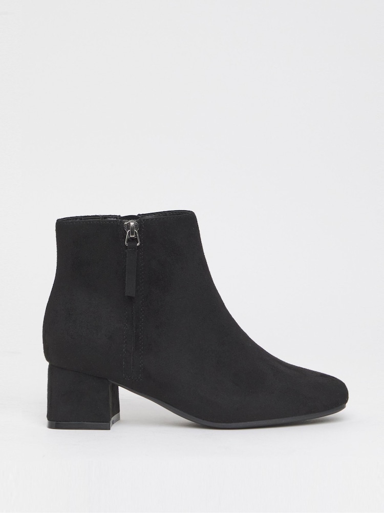 JD Williams Black Wide Fit Low Block Heel Boots With Zip Detail - Image 2 of 4 JD Williams Black Wide Fit Low Block Heel Boots With Zip Detail - Image 2 of 4