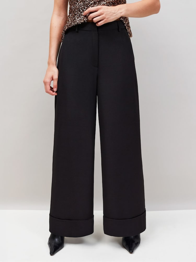 Ro&Zo Black Petite Turn Up Trousers - Image 2 of 3