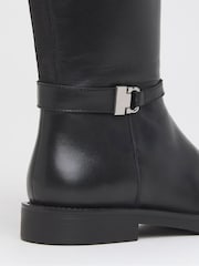 JD Williams Black Extra Wide Fit Leather Knee High Riding Boots - Image 4 of 4