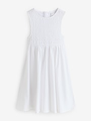 White Sleeveless Smock Dress - Image 1 of 1