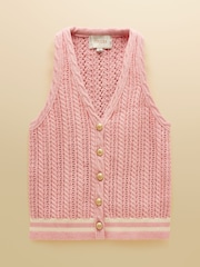 Rose - Joules Col licou en maille torsadée en coton débardeur - Image 10 de 10