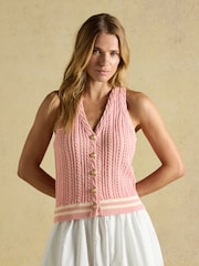 Rose - Joules Col licou en maille torsadée en coton débardeur - Image 4 de 10