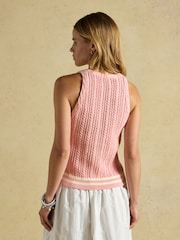 Rose - Joules Col licou en maille torsadée en coton débardeur - Image 5 de 10