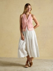 Rose - Joules Col licou en maille torsadée en coton débardeur - Image 6 de 10