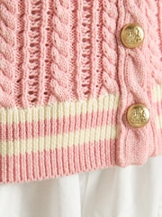 Rose - Joules Col licou en maille torsadée en coton débardeur - Image 7 de 10