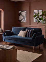 Cross Hatch Luxe Chenille Navy Blue Wilson Double Sofa Bed - Image 1 of 11