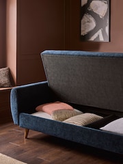 Cross Hatch Luxe Chenille Navy Blue Wilson Double Sofa Bed - Image 4 of 11